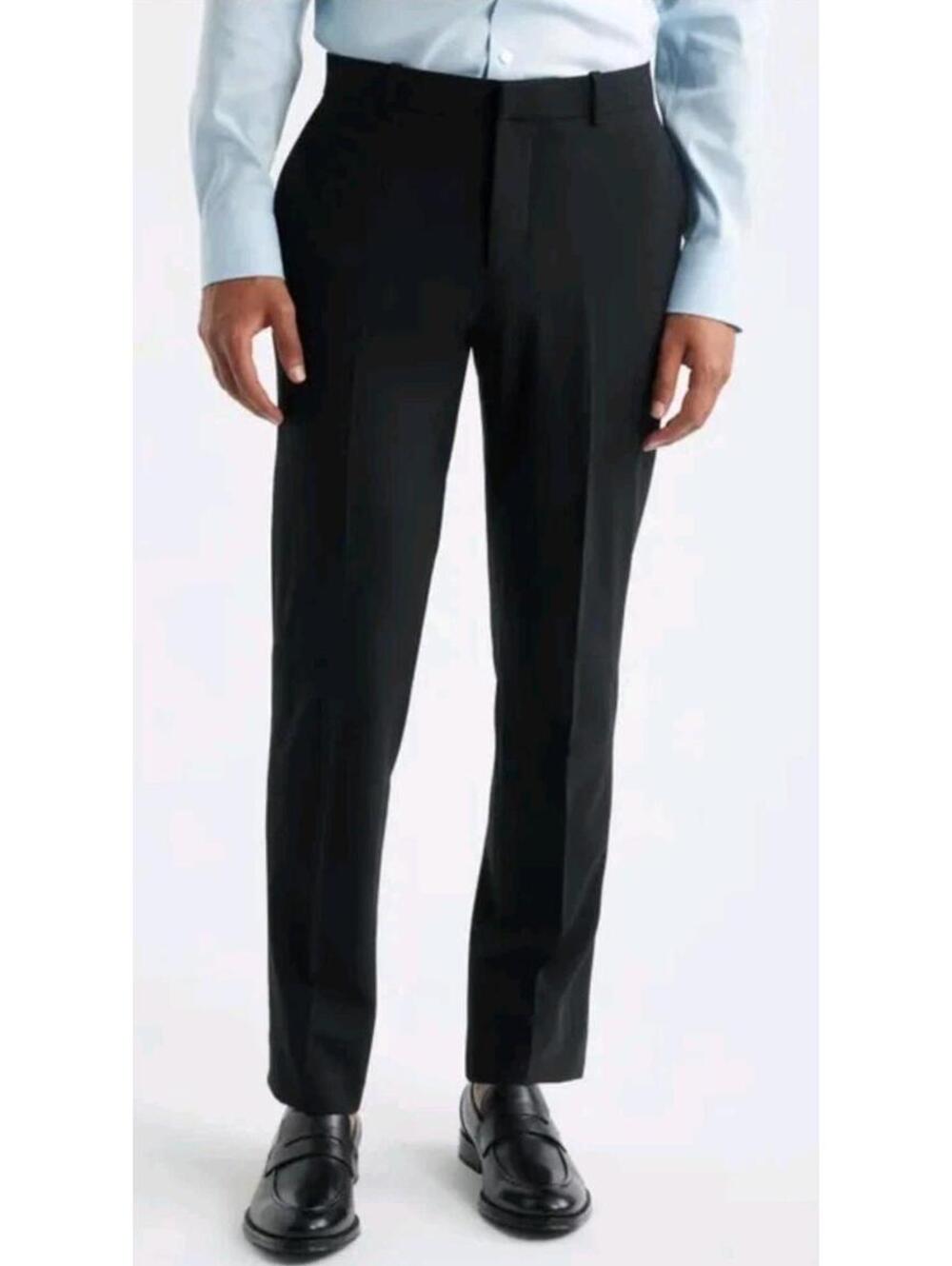 Buffalo Pants Mens 36x32 Black Trent Trousers Stretch Dress Pant